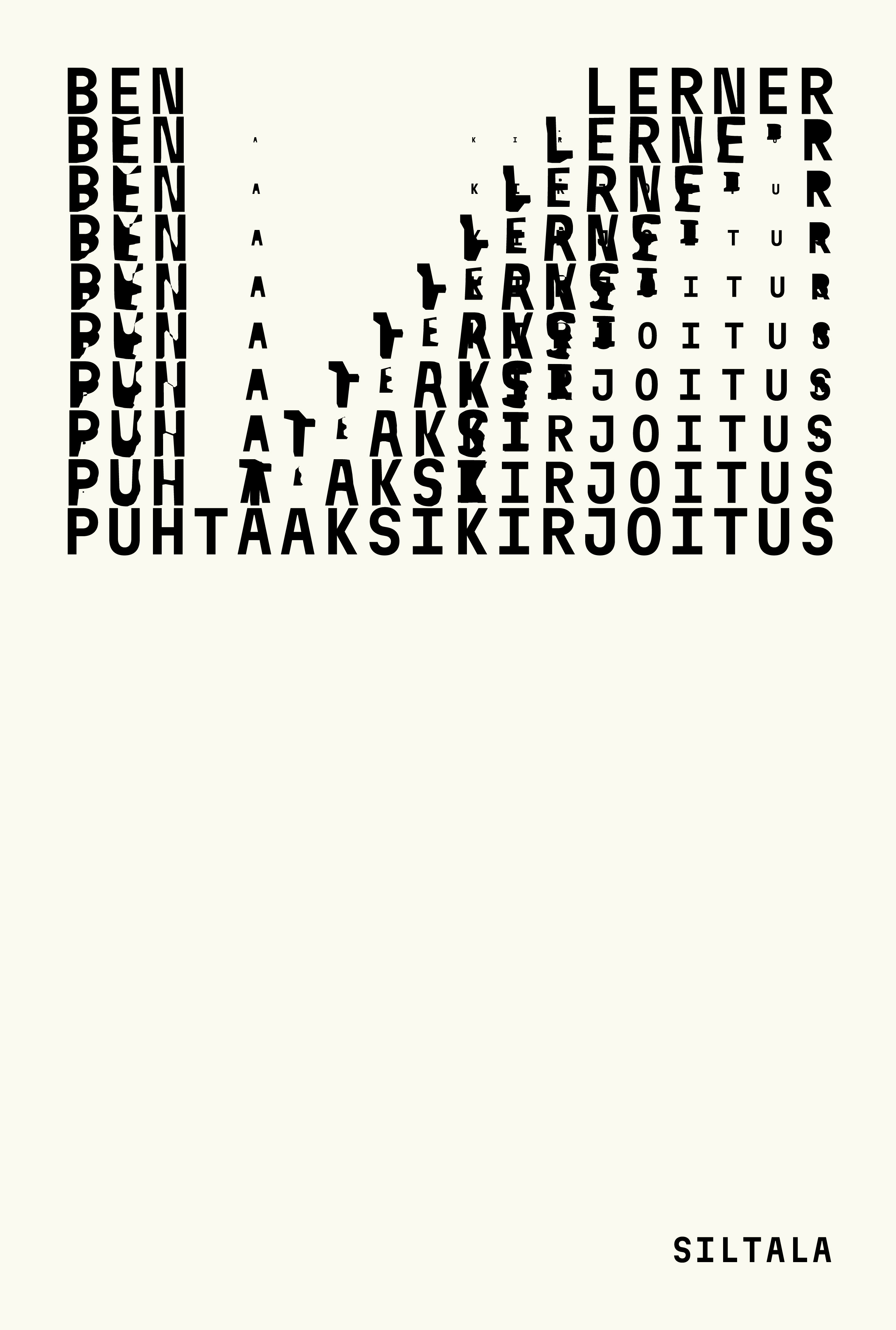 Puhtaaksikirjoitus - Kirjan kansi. Graafinen suunnittelija: Tero Ahonen